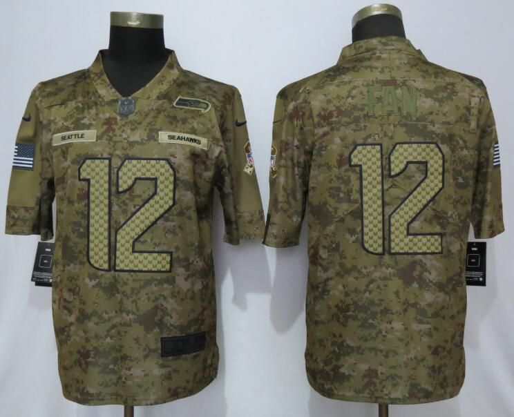 Men Seattle Seahawks #12 Fan Nike Camo Salute to Service Limited NFL Jerseys
